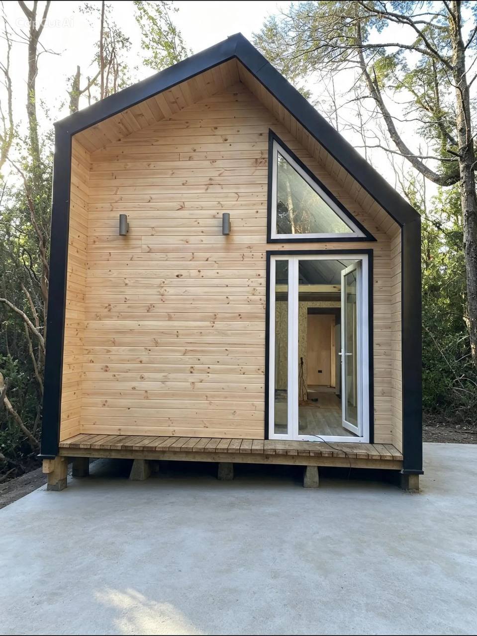 Cabaña con ventanas termopanel